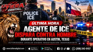 Agente de ICE durante operativo en Austin, Texas