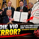 Donald Trump y ejecutivos tecnológicos en imagen sobre el acuerdo de Super Intelligence y el error “Unites States”