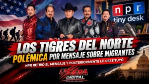 Los Tigres del Norte durante su concierto Tiny Desk de NPR, en medio de una polémica por un mensaje sobre migrantes que fue retirado y posteriormente restaurado.