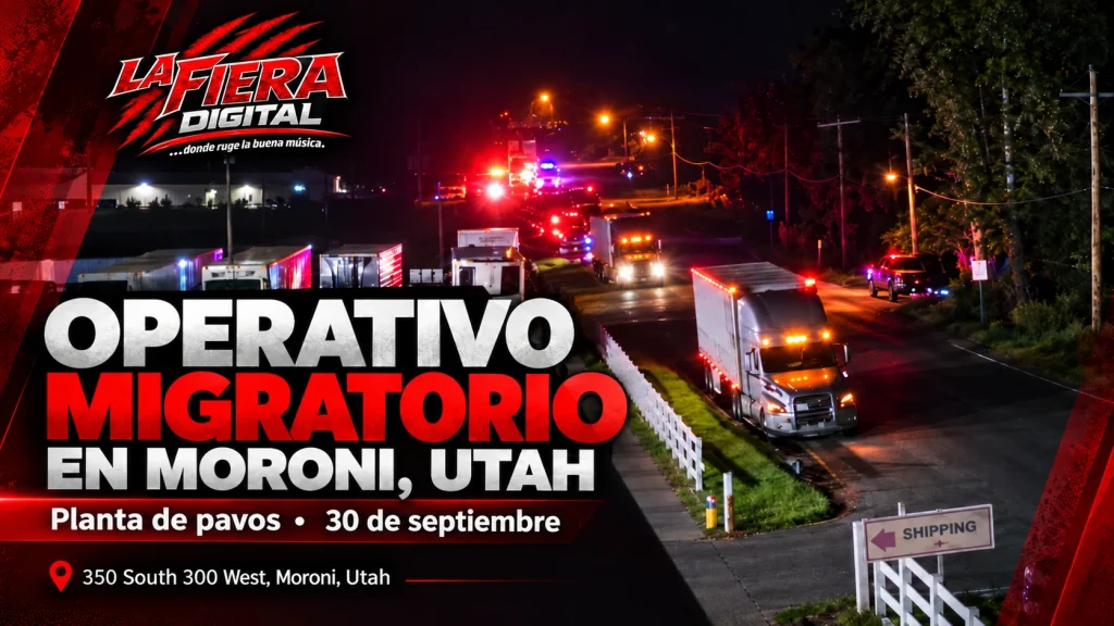 Operativo migratorio en planta de pavos de Moroni, Utah, la noche del 30 de septiembre de 2026.